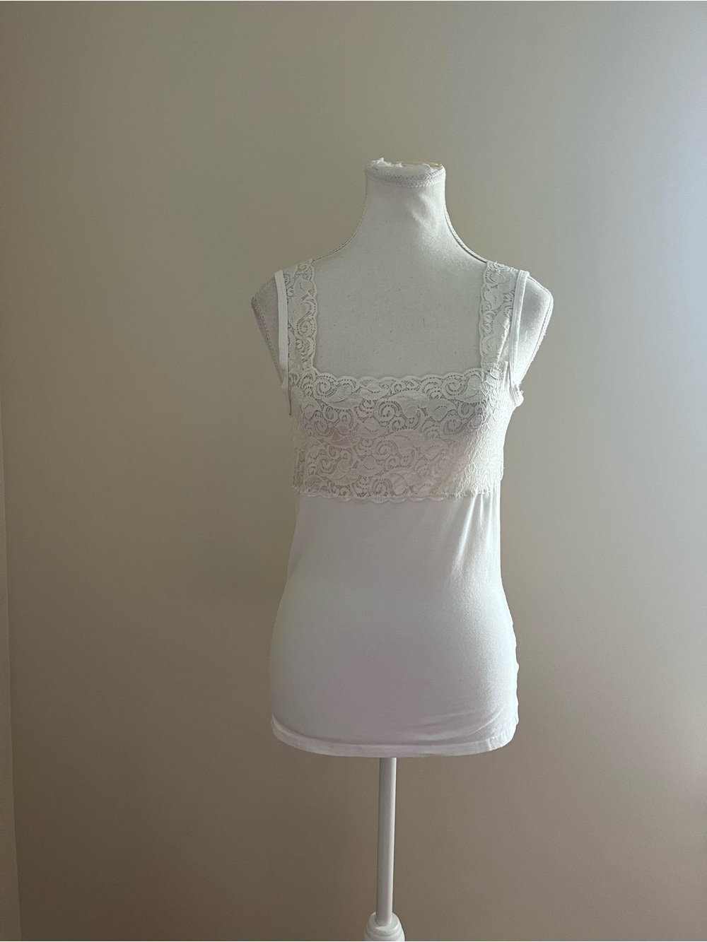 Jessica Lace-Trim Tank Cami - White